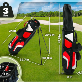 Ultra-Lite Red Golf Stand Bag - 3 Lbs, 4 Way Divider Portable Golf Carry Bag
